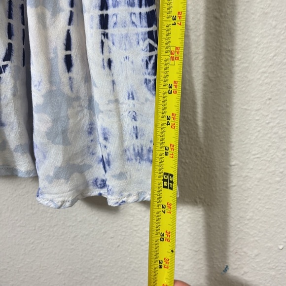 Cloth & Stone Tie Dye Mini Dress Tie Back Blue white size XS - Picture 10 of 12